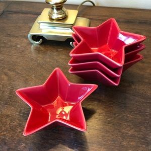 Red star condiment dishes. Set of 4.